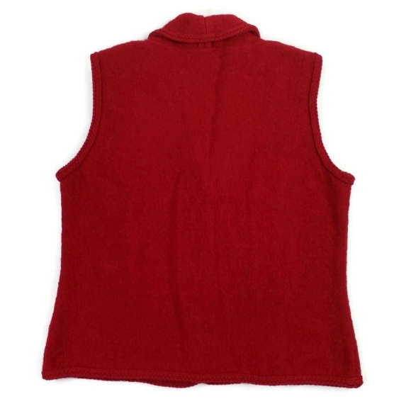 Vintage Coldwater Creek Red Boiled 100% Wool Sleeveless Vest Womens Size Medium - Picture 13 of 16